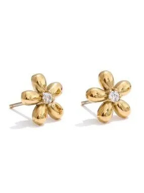 New! 18k Gold Plated Flower Post Earrings (1020) Nwot